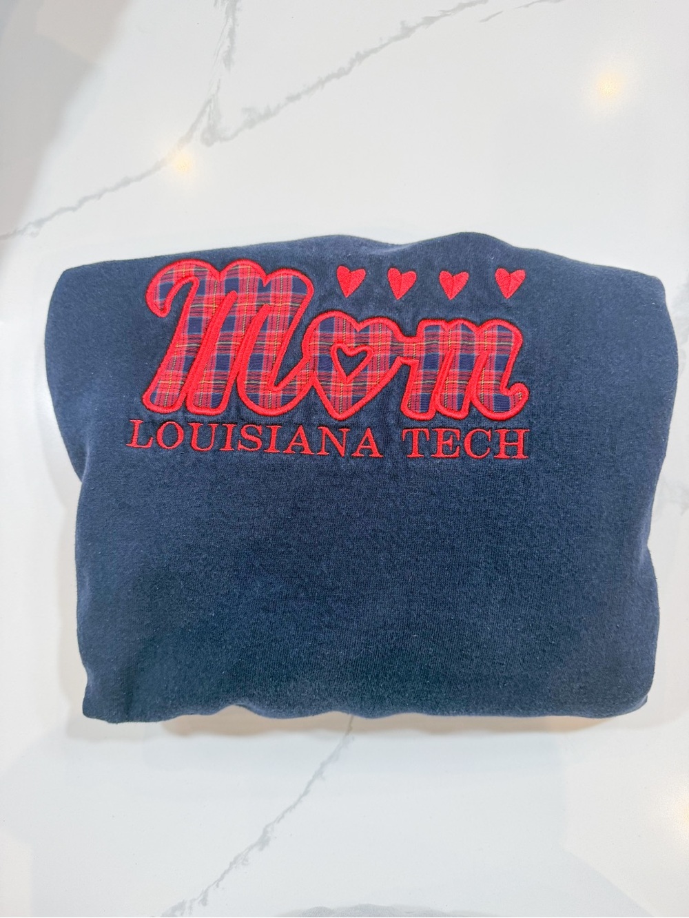 Mom Louisiana Tech Navy Crewneck Sweater